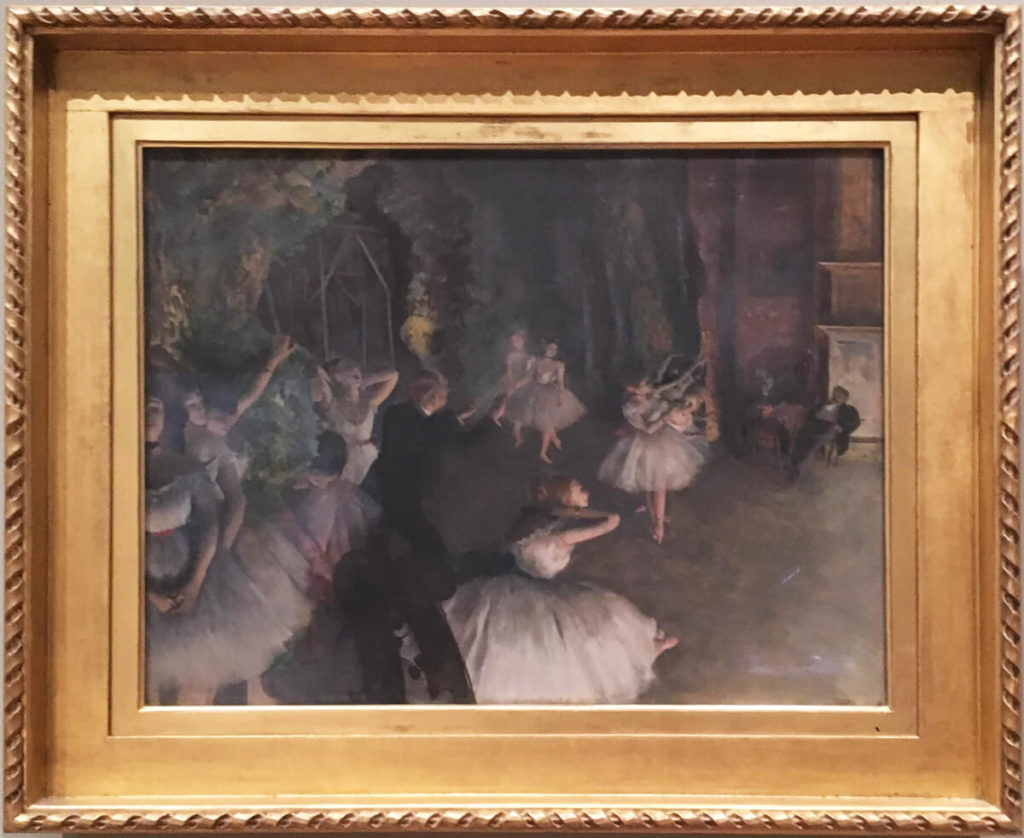 「The Rehearsal of the Ballet Onstage（1874年頃）」ステージ上でのバレエのリハーサル